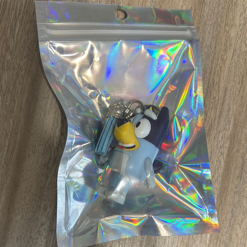 Bluey Character Keychain Charm in Blue and Yellow